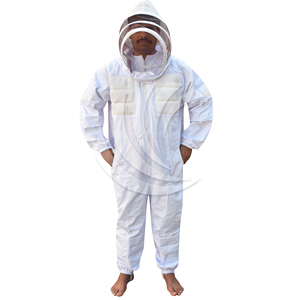 Costume d'apiculture professionnel en coton semi-ventilé avec voile rond détachable - Product Image 1