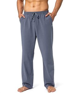 Pantalon de survêtement de yoga en coton pour hommes pantalon de salon athlétique pantalon en jersey décontracté à fond ouvert pour hommes avec poches - Product Image 4