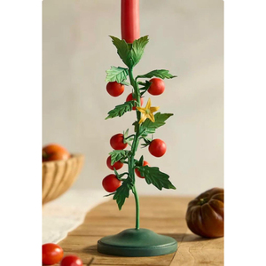 Porte-bougie en fer en forme de fraise avec feuilles vertes, base métallique durable, décoration de table pour la maison, les mariages et les réunions de famille - Product Image 6