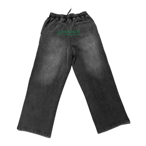 Vente en gros de pantalons droits pour hommes délavés au soleil pantalons de survêtement pour hommes pantalons de survêtement unisexe à jambes larges rayées incurvées - Product Image 1