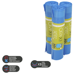 Sacchetti per Rifiuti con Chiusura Facilitata, 30 Litri, Rotolo da 15 Sacchetti - Product Image 3