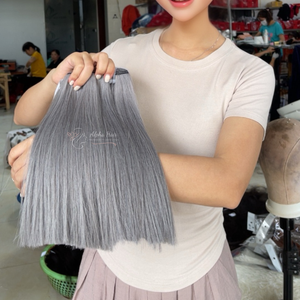 Vierge Pure Prêt À Expédier Lisse 12A Grade Vietnam Cheveux Humains Miroir Os Droite Sans Colle Perruques Extensions de Cheveux Naturels - Product Image 3