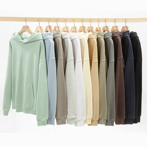 Sweats à capuche surdimensionnés en coton épais avec impression de lavage à l'acide de luxe Logo personnalisé motif solide saison d'hiver Sweat à capuche polaire sans ficelle - Product Image 3