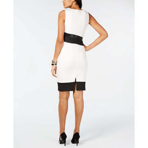 Abito Formale da Donna Thalia Sodi con Finiture in Ecopelle Bianco Taglia Grande - per Lavoro e Carriera - Product Image 2