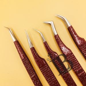 Nouvelles pinces à épiler pour extensions de cils avec pointe dorée scintillante, couleur marron, pinces à épiler personnalisées, magnifiques pinces à épiler, cils de vison - Product Image 3