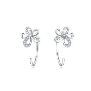 Pendientes de Aro de Plata de Ley 925 con Forma de Flor Irregular, Estilo Moderno, Versátiles y Sencillos - Product Image 1