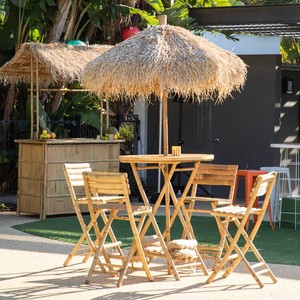 Meilleur prix pour vente fait à la main extérieur soleil auvent piscine côté décoration bambou naturel parapluie avec feuille de palmier - Product Image 5