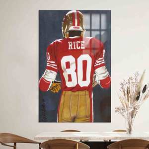 Arte en lienzo de Jerry Rice: decoración de pared deportiva impresa para aficionados, vidrio - Product Image 1
