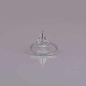 Anillo de Compromiso Chapado en Oro Blanco Sólido de 18 quilates, Pave Setting, Pera Cut Lab Grown Diamond Half Eternity Round Cut Diamond Ring - Product Image 4