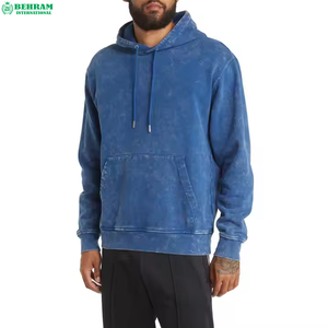 Sweat à capuche ample délavé style décontracté, 100 % coton molletonné de haute qualité, coupe oversize basique, ajustement régulier, couleur unie, pour homme - Product Image 1