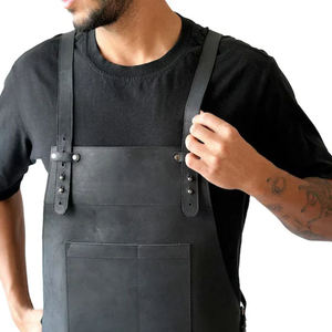 High Quality Durable Solid Color Leather Cooking <b>Bib</b> <b>Personalised</b> Multi-Purpose Sleeveless Apron with Your Own Logo Washable - Product Image 6