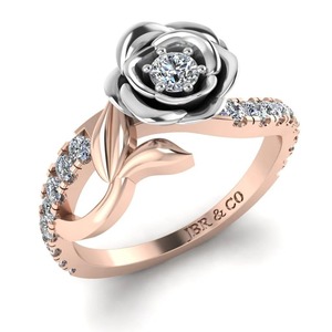 Anillo de compromiso de diseño de flor de Plata de Ley 925 chapado en oro rosa de diamante redondo de lujo para mujer anillo de promesa al precio más bajo - Product Image 2