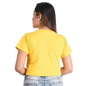 Camiseta Corta Amarilla para Mujer, con Estampado de Perro de Dibujos Animados, Cuello Redondo, Manga Corta, Informal, 100% Algodón Jersey, Corte Regular - Product Image 4
