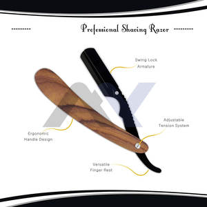 Navaja de Afeitar Profesional Vintage de Hoja Recta con Mango de Madera, Acabado Negro, Calidad de Salón - Product Image 2