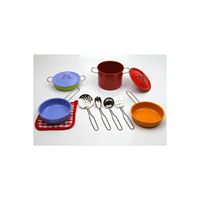 Ensemble de casseroles et poêles colorées antiadhésives pour enfants de 3 ans et plus, 11 pièces, en métal, unisexe, fabriqué en Turquie