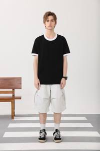 Unisex 100% Cotton T-shirt New Quality Breathable 200gsm <b>Patchwork</b> Pattern 250gsm Fabric Casual Cut and Style T-shirt for men - Product Image 4