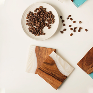 Modern Design <b>Walnut</b> Finished Wooden Coasters Resin Tabletop Protection for Any <b>Table</b> Type for Drinks & Mats & Pads - Product Image 3