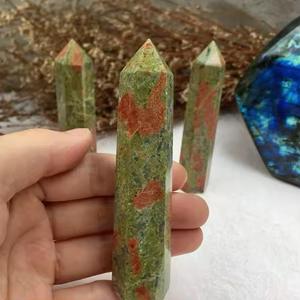 Tour de cristal d'Unakite naturelle en vrac, obélisque poli vert de 4 pouces, pierre de guérison, pointe de méditation, équilibrage des chakras, énergie pour la maison - Product Image 4