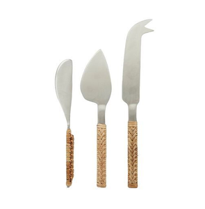 Cuchara de acero para queso, mango de ratán, grado alimenticio, mango de ratán Natural pulido, servidor de ensalada, cubiertos, cuchara para ensalada, 4 piezas - Product Image 6