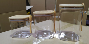 Bocaux de conservation en verre transparent en borosilicate de haute qualité, petits et bon marché, avec couvercle en bambou, pour épices, miel, etc. - Product Image 3