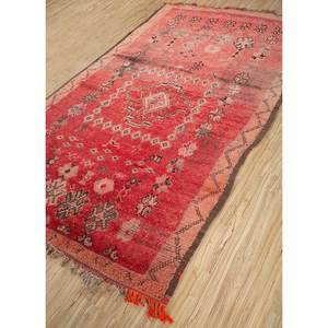 Tapis en laine noué à la main Nuray, rouge-orange, style bohème, motif médaillon abstrait, rectangulaire, pour couloir, pour la maison, Pae-4563, pour le salon - Product Image 2