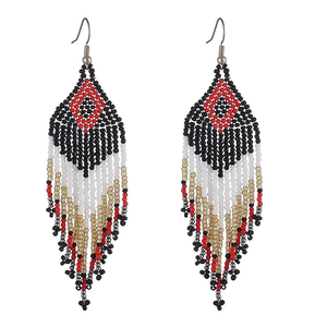 Pendientes de gota de flecos largos con cuentas de semillas de colores hechos a mano para mujer, accesorio de moda personalizable, joyería con cuentas de tendencia - Product Image 1