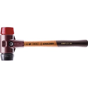 Marteau à tête souple SIMPLEX pour bois moyen-dur/dur/caoutchouc, longueur 330 mm, diamètre de la tête 40 mm, noir/rouge, plastique-HALDER - Product Image 1