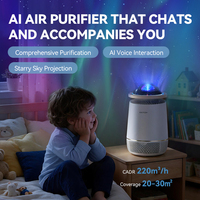 Nouvelle innovation 2026 : Purificateur d'air robot IA avec veilleuse, projecteur d'étoiles galactiques, compagnon émotionnel pour la chambre des enfants et de la famille