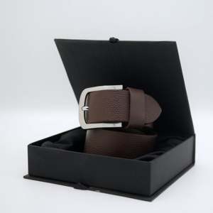 Cinturón de Cuero Suave MLB01 con Logotipo Personalizado, Cuero Vacuno de Alta Calidad con Hebilla Ajustable de Aleación de Zinc, Casual/Formal/Marrón Oscuro - Product Image 3
