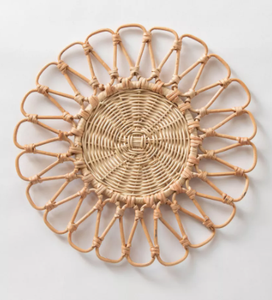 Manteles Individuales de mimbre con flores naturales, producto en oferta, decoración de pared, alfombrillas de mesa de mimbre - Product Image 1