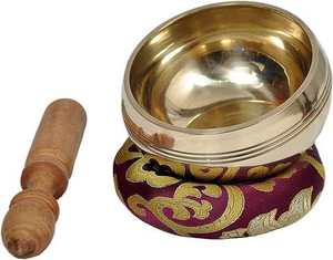 ชามทองเหลืองสำหรับร้องเพลงทิเบตทำด้วยมือพร้อมกองหน้าสำหรับการบำบัดพลังงานและการผ่อนคลายโยคะ - Product Image 4