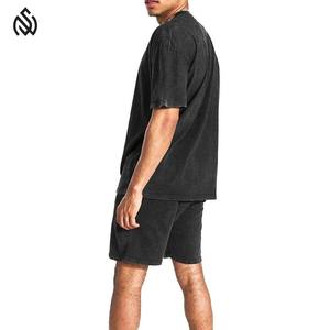 New Arrival High Quality Acid Wash Shorts Set Washed Breathable Unique Design Best Sale 2 Pieces Shorts And T-<b>shirts</b> Set - Product Image 2