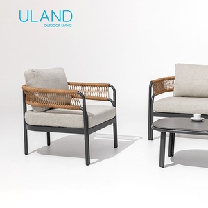 Ensemble de canapés en aluminium Uland <span class=keywords><strong>Gaia</strong></span> avec structure KD et rembourrage capitonné pour parc, ferme, hôtel, ensemble de canapés d'extérieur - Product Image 3