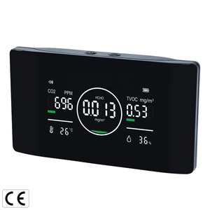 Moniteur de qualité de l'air 5-en-1 en gros : CO2, Formaldéhyde, TVOC, Humidité, Température – Analyseur avec capteur NDIR et alarme sonore - Product Image 1