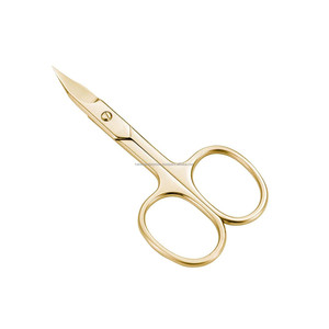 Best Price Titanium Gold Curved Blade Sharp Tip Stainless Steel Cuticle & Nail Arrow Point Scissors Private Label Custom - Product Image 1
