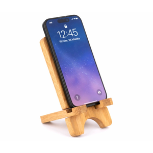 Soporte para Teléfono de Madera de Roble con Respaldo, 16 cm, Acabado con Aceite Vegetal, Soporte de Escritorio de Dos Piezas, Venta al Por Mayor, con Logotipo - Product Image 2