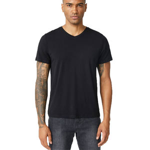 Camiseta de Algodón con Cuello en V Personalizada para Hombre, Fabricantes de Ropa Masculina al por Mayor, Camiseta de Alta Calidad de Algodón y Elastano para Hombre - Product Image 1