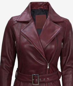 Chaqueta de Motociclista Extra Grande para Mujer, Color Granate, Cinturón de Cuero PU, Transpirable, de Lona, Producto Terminado - Product Image 3