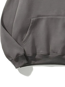 เสื้อฮู้ดดี้โอเวอร์ไซส์ผู้ชาย สีพื้น ผ้าฝ้ายเฟรนช์เทอร์รี่ สวมใส่สบายๆ ในฤดูใบไม้ร่วง มีกระเป๋า ดีไซน์เรียบง่าย ทรงปกติ แขนยาว - Product Image 4