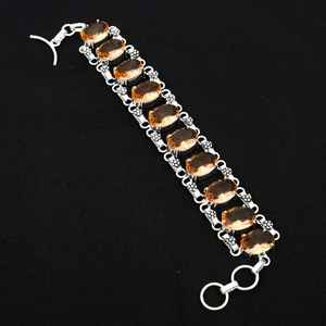 Pulsera de piedras preciosas de morganita | Plata de Ley 925 | Pulsera ajustable | Piedra preciosa de forma ovalada | Regalo de pulsera de plata - Product Image 1