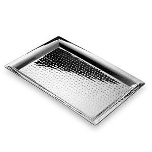 Plateau de service en aluminium moderne argenté brillant décoratif d'usine avec poignée pour les décorations de mariage et de Noël de restaurants - Product Image 5