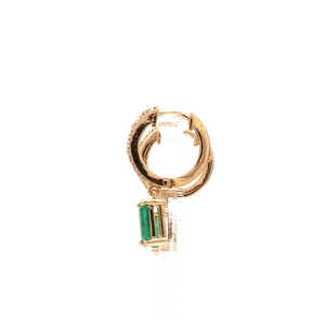 Natural May Birthstone Gemstone Green <b>Emerald</b> Octogen Mini Huggies <b>Earrings</b> 18k 22k Pure Gold Luxury <b>Earrings</b> For Her OEM ODM - Product Image 2