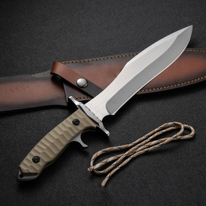 Couteau de chasse Bowie à lame fixe en acier Damas, pointe tombante, personnalisable OEM ODM, vente chaude, multifonctionnel pour le camping - Product Image 5