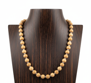 Collier pour femme en perles de bois naturelles parfumées de 18 pouces, noué à la main, bijoux géométriques en perles, plaqué or 24 carats, cadeau pour - Product Image 5