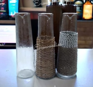 Cubierta de botella de agua de alta calidad Soporte de manga de botellas de copa de vino tejido de ratán natural - Product Image 4