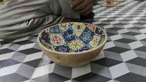 Cuenco de madera con patrón de flores de estilo indio para niños, cuencos para sopa, ensalada, arroz y fideos, tazón de madera Original para mesa de comedor - Product Image 3