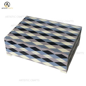 Caja decorativa hexagonal de lujo hecha a mano, incrustaciones de hueso Natural ecológicas con diseño geométrico, artesanías naturales hechas a mano - Product Image 4