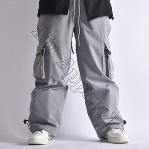 Men's Gray Waterproof Cargo Pants Drawstring Closure Outdoor Sport <b>Trousers</b> Gore-Tex Material - Product Image 6