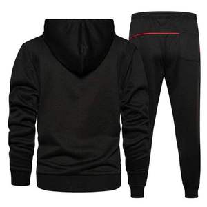 Survêtement d'hiver écologique pour hommes avec logo personnalisé, ensemble de pantalons de survêtement, pull-over à capuche coupe-vent, ensemble de 2 pièces en polaire pour le printemps - Product Image 2