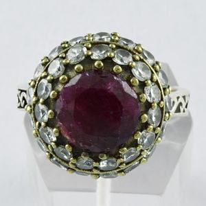 925 plata esterlina dos tonos granate y Arco Iris Luna anillo de piedras preciosas hecho a mano moda boda y fiesta joyería al por mayor - Product Image 2